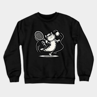 funny tennis cat dance with tennis ball Crewneck Sweatshirt